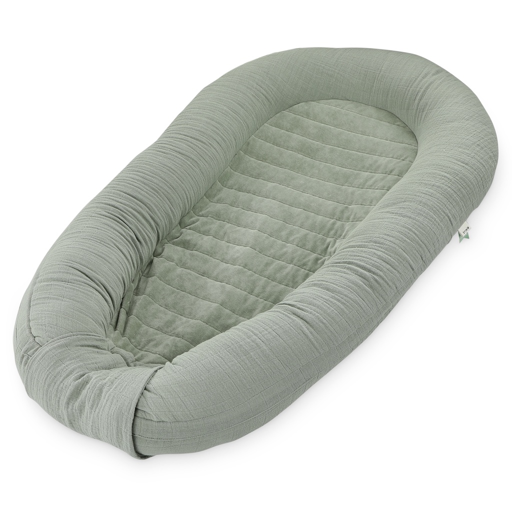 BABYNEST, Bliss olive, groen, uni, biologisch katoen, 55x100cm, met handvat(ten), 2022