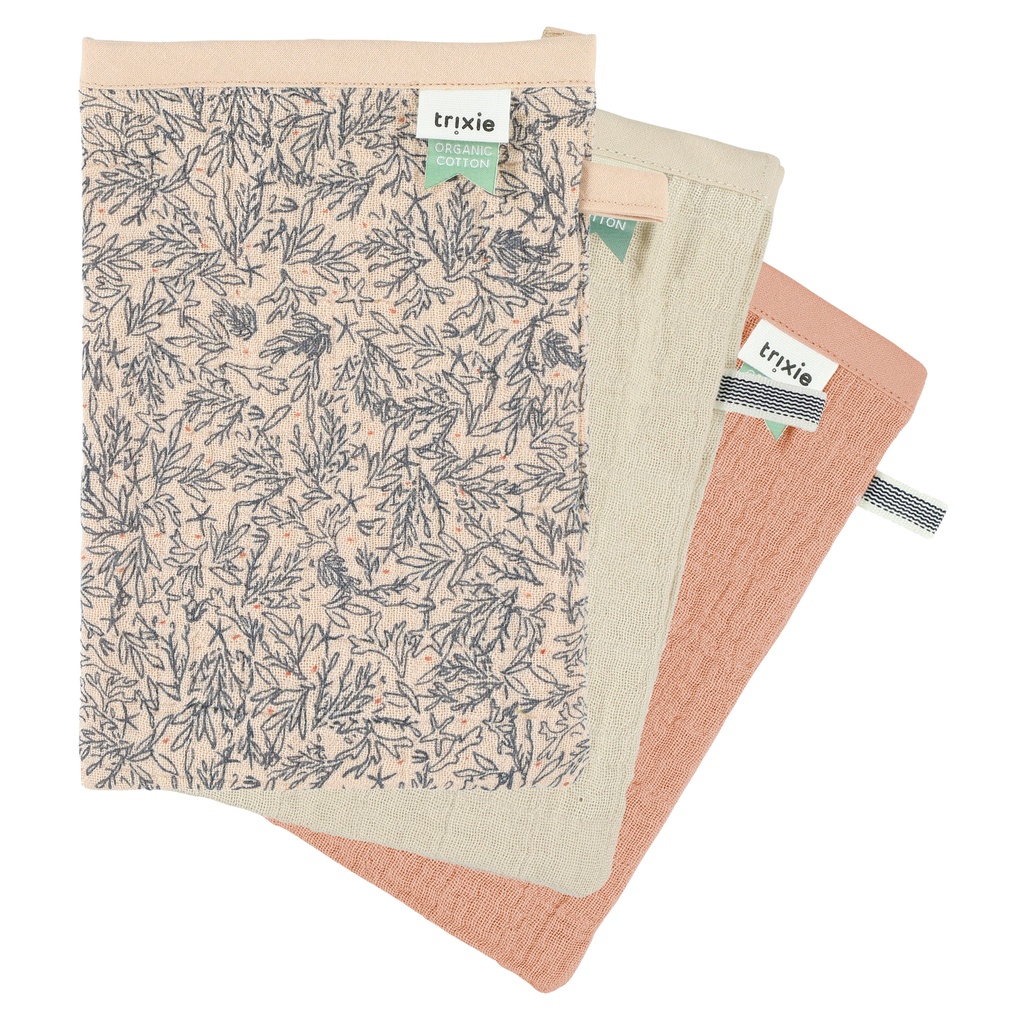 WASHANDJE, Lovely Leaves, all over bladeren print/uni (Bliss rose/beige), tetra, 3 stuk(s) (084), 2023-2024