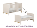 BED, 70x140, omvb, Hazel, cashmere beige - oak montana imitation, spaanderplaat, babybed omvb tot juniorbed, incl bodem