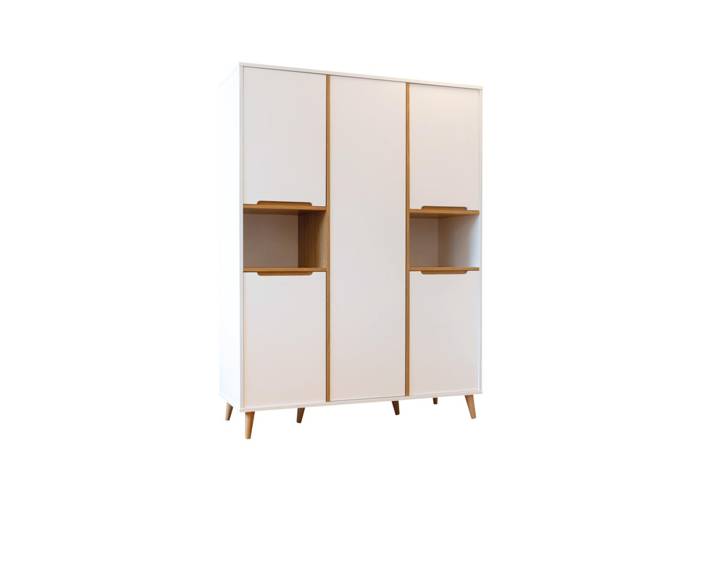 KAST, 5 deurs, Boho White, wit, 141x190x52cm, MDF/massief den, 2023