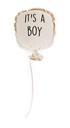 BALLON, ecru, print tekst "It's a boy", canvas, vorm: rond, 1 stuk(s),afmeting: 35x26x8 cm