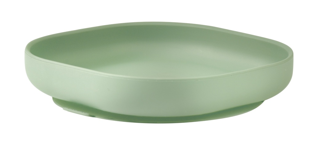 PLAT BORD, vierkant, sage green, groen, uni, silicone, met zuignap, 1 stuk(s), bord