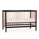 BED, 60x120, BE97, black/naturel, zwart/bruin, massief beuk, babybed, incl bodem