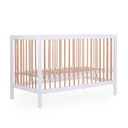 BED, 60x120, BE97, white/naturel, wit/bruin, massief beuk, babybed, incl bodem