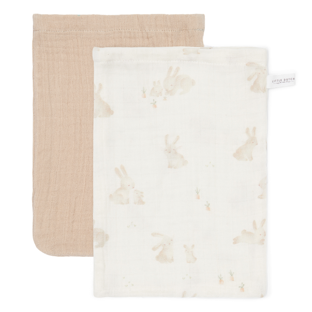 Little Dutch | Washandje Newborn Naturals Baby Bunny/Beige 2st