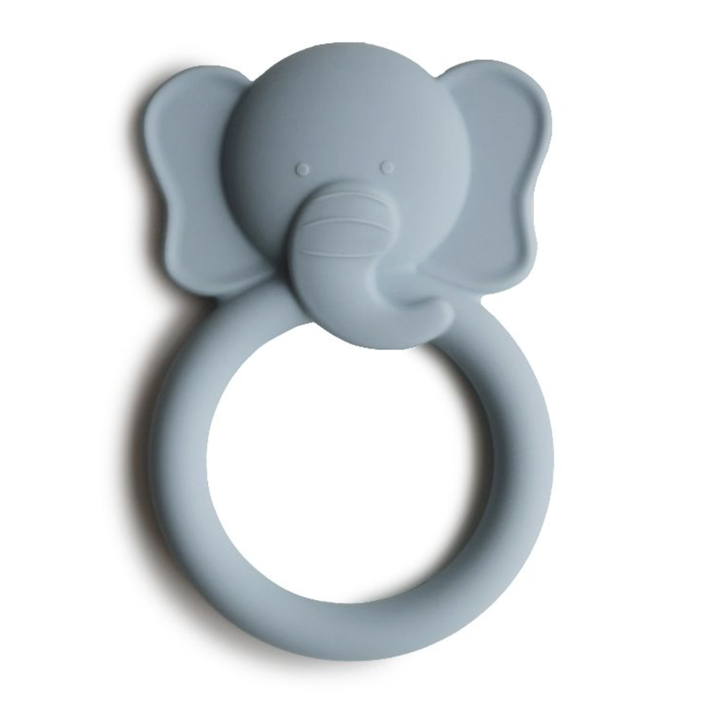 BIJTRING, Teether elephant, cloud, blauw, uni, siliconen, vanaf 0 maand