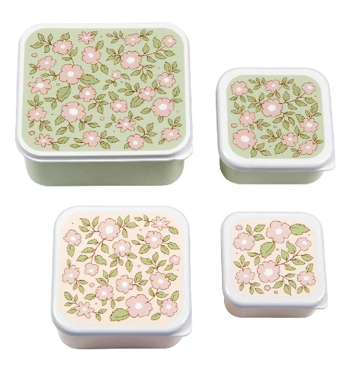 BEWAARPOTJE, Bloesems, Lunch & Snack Box, PP/kunststof, 1x B9xL9cm/1x B10.5x L10.5cm/1x B12xL12cm//1x B15.8xL14cm