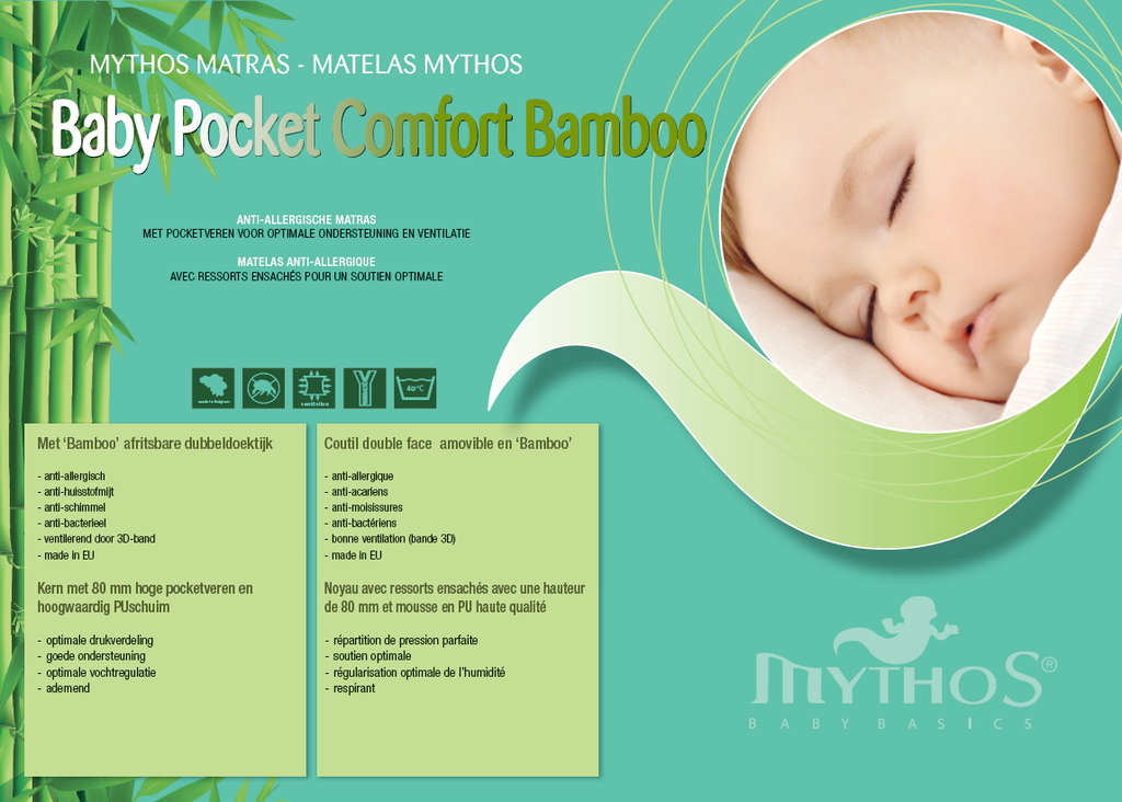 MYTHOS | Matras Baby Pocket Comfort Bamboo babybed 60x120cm