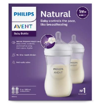 BREEDHALSFLES, PP, NR, 260 ml, Duo, uni, Natural Response, transparant, siliconen speen, 1m+, 2 stuk(s), fles, 2023