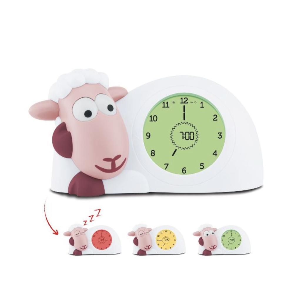 WEKKER SLAAPTRAINER, Sam, pink, wit/roze, schaap, analoog, digitaal, met wekker, met nachtlamp, 2020