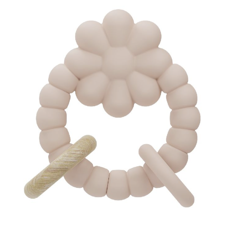 Label Label | Bijtring Teether Flower Pink Hout/Siliconen +0M