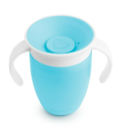 DRINKBEKER, 207 ml, Miracle 360° Trainer Cup, blue, blauw, uni, handvatten, knoeibest. klep sluit autom. na drinken