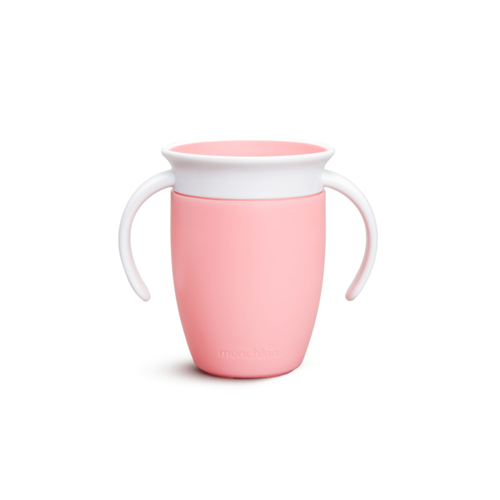 DRINKBEKER, 207 ml, Miracle 360° Trainer Cup, pink, roze, uni, handvatten, knoeibest. klep sluit autom. na drinken