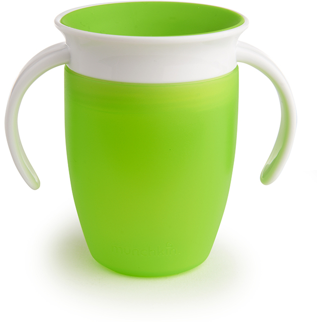 DRINKBEKER, 207 ml, Miracle 360° Trainer Cup, green, groen, uni, handvatten, knoeibest. klep sluit autom. na drinken