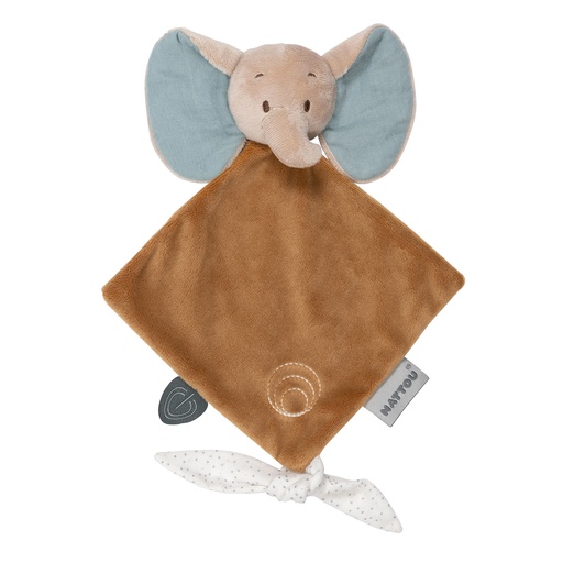 [425440] KNUFFELDOEK / DOUDOU, Mini Axel the elephant, Luna & Axel, groen/bruin, olifant, textiel, vanaf 0 maand