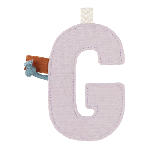 [452412] TEXTIEL LETTER, Letter G, paars, geribbeld, textiel, L: 10 cm, Vlaggenlijn, decoratie, 2022