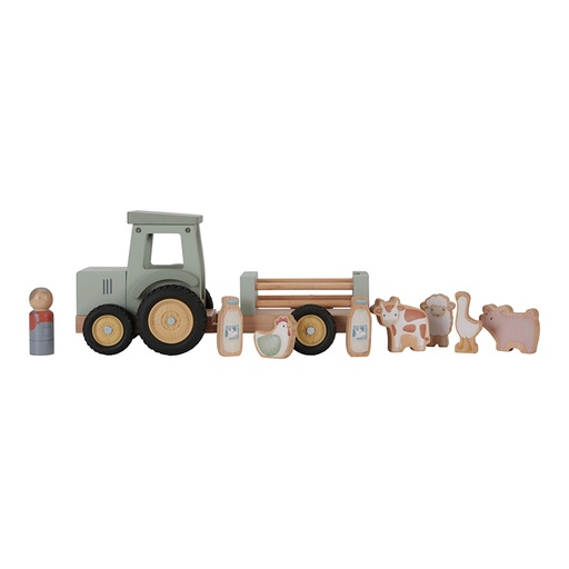 [470301] Little Dutch | Tractor Met Trailer Little Farm Hout +18M