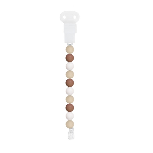 [460222] Nattou | Fopspeenketting Silicon kralensnoer sand/white/ terracotta 