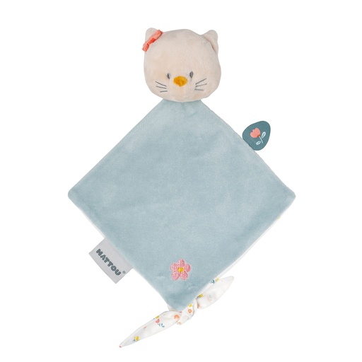 [477606] Nattou | Knuffeldoek / Doudou Mini Doudou Lana the cat Mila, Lana & Zoe dusty blauw 