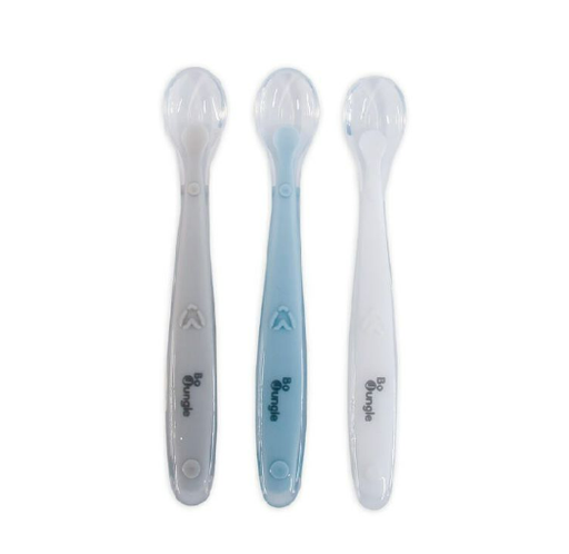 [482873] BoJungle | Lepel Soft Spoon Set Siliconen white/grey/blue 3-delig