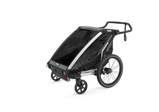 [406071] FIETSKAR, Thule, Chariot Lite 2, agave/black, grijs/zwart, vr 2 kind, gesch vr babyschaal, opvouwbaar, achterlicht