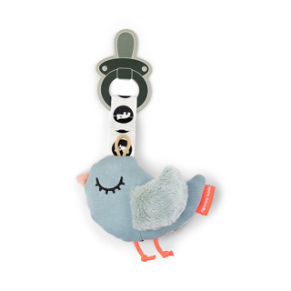 [456702] FOPSPEENDOEKJE, Cozy Keeper, Birdee, blue, blauw, vogel, 10 x 13.5, vr fopspeen met ring, 24