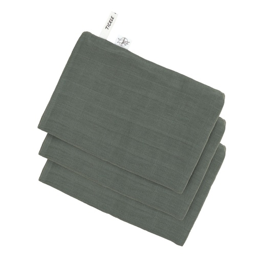 [531173] Laessig | Washandje Muslin Wash Glove Petrol Green 3-pack