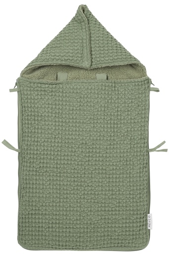 [533547] Meyco | Voetenzak Wafel Teddy Olive Green Groep 0+ 40x82cm