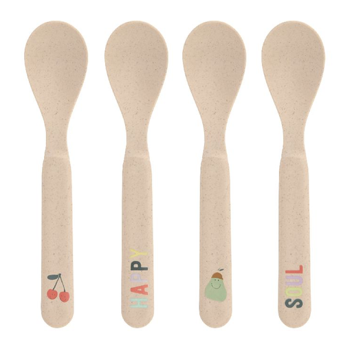 [496650] BESTEK, Spoon, Set, Happy Fruits Cherry, ecru, print kers/tekst, 13.5cm