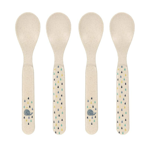 [403429] LEPEL, Spoon Set, Little Water whale, uni/print walvis/all over regendruppel print, PP/Cellulose, bestek