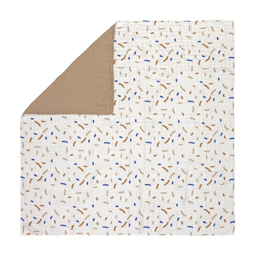 [451454] DEKEN, 100x100cm, TOG NG, Little Mateys royal blue, sprinkles, aop sprinkles/ uni, bamboe/katoen, voor wieg, 2023