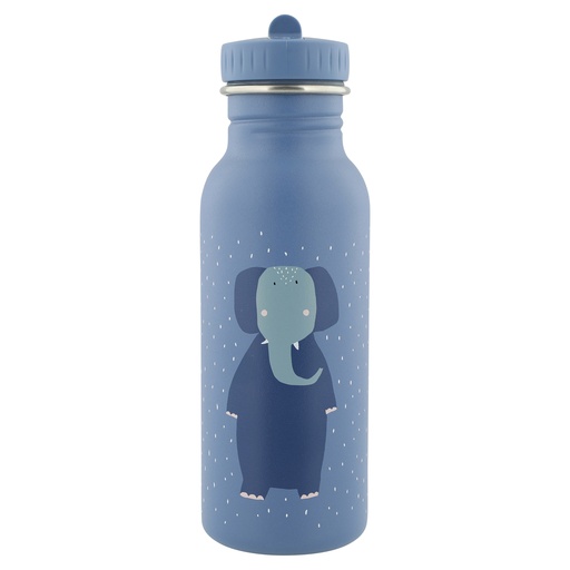 [378125] DRINKBEKER, 500ml, Mrs. Elephant, dark blue, uni/print olifant, alu, deksel, drinktuit, drinkfles, School (041)