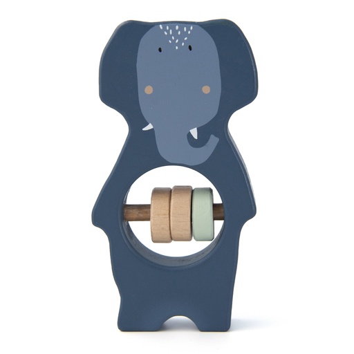 [413452] Trixie | Houten Rammelaar Mrs. Elephant  Blauw 11x6x1.5cm