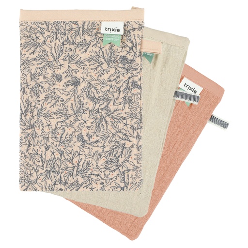 [476567] WASHANDJE, Lovely Leaves, all over bladeren print/uni (Bliss rose/beige), tetra, 3 stuk(s) (084), 2023-2024