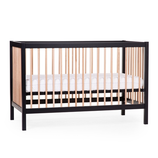 [462811] BED, 60x120, BE97, black/naturel, zwart/bruin, massief beuk, babybed, incl bodem