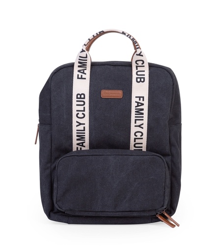 [471919] VERZORGINGSTAS, Backpack Family Club, black, zwart, uni, tekstprint + luiermat, Signature Collection, 2023