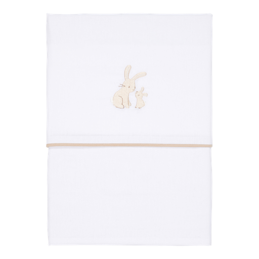 [469758] Little Dutch | Laken Newborn Naturals vr Babybed Baby Bunny Broderie Konijntje Katoen Wit/Ecru 110x140cm