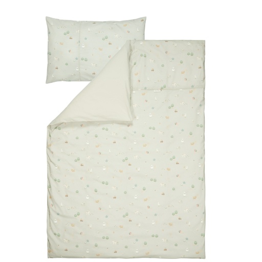 [469821] Little Dutch | Donsovertrek Little Farm groen/ecru 100x140cm 