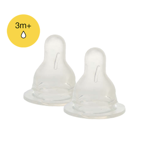 [134421] ZUIGSPEEN, 3M+, N/DP, Medium Natural, 1 gaatje, transparant, silic, vr fles Natural/Double Pack, 2 stuk(s), 2023